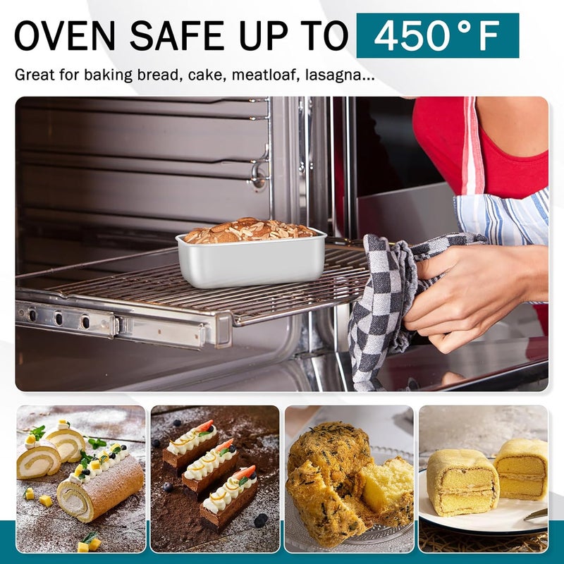 TeamFar Mini Loaf Pan, 8 PCS Stainless Steel Loaf Pans for Baking Bread, 6.3 x 3.5 Inch Bread Baking Pan for Homemade Bread, Meatloaf, Cake and Brownies, Non-Toxic, Oven & Dishwasher Safe - Image 5